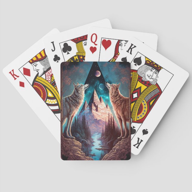 Jeu De Cartes Wolves Mountain Visionary Imaginaire Art (dos)