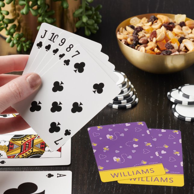 Jeu De Cartes Woodstock Purple Motif de coeur Jouer des cartes (In Situ)