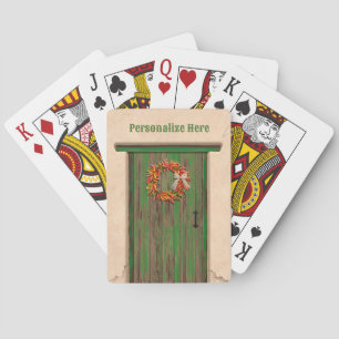 Jeu De Cartes Wreath du sud-ouest du Chili sur une porte en bois