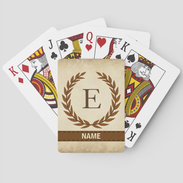 Jeu De Cartes Wreath Laurel sur le monogramme initial E (dos)