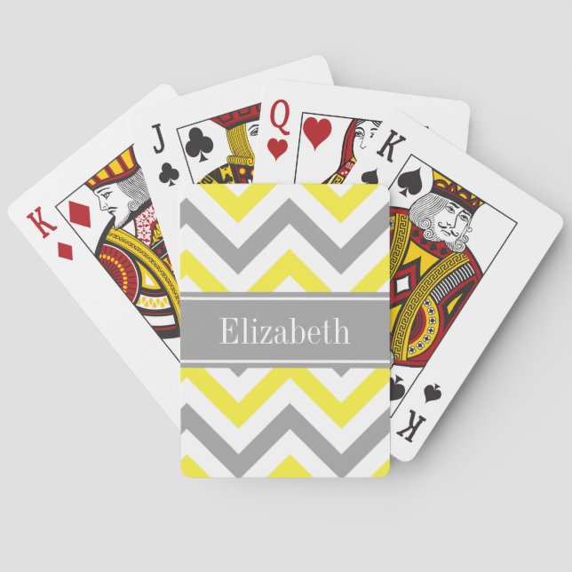Jeu De Cartes Yellow Dk Gray White LG Chevron Gray Nom Monogram (dos)