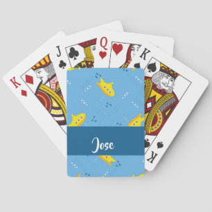 Jeu De Cartes Yellow submarine and fish on blue
