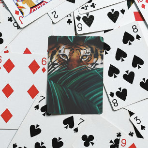 Jeu De Cartes Yeux de Tigre de la Jungle Verte Intense Faune Feu