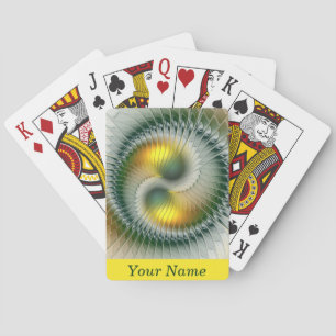 Jeu De Cartes Yin Yang Vert Jaune Abstrait Colorful Nom de l'art