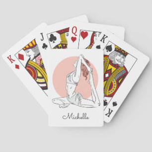 Jeu De Cartes Yoga Woman nom personnalisé jouant aux cartes