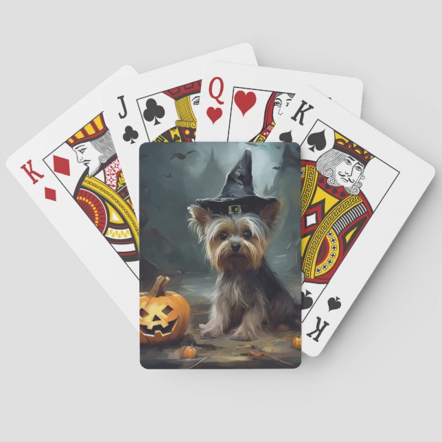 Jeu De Cartes Yorkshire Terrier Citrouilles Halloween effrayant (dos)