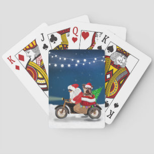 Jeu De Cartes Yorkshire Terrier's Ride Santa Claus sur moto