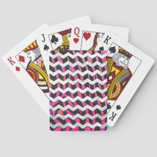 Jeu De Cartes Zebra Chevron noir et rose chaud