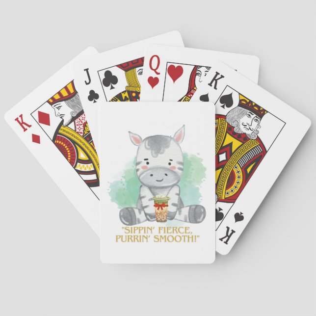 Jeu De Cartes zebra citation dessin boire du bobba tea (dos)