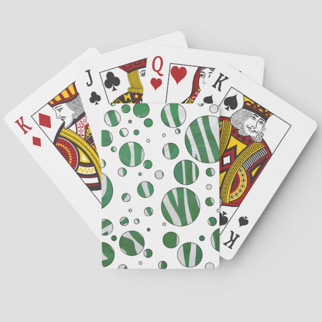 Jeu De Cartes Zebra Green et White Polka Dot (dos)