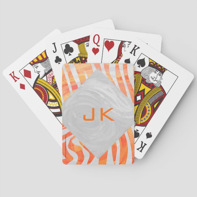 Jeu De Cartes Zebra Monogram orange et blanc (dos)