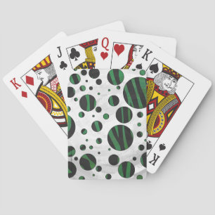 Jeu De Cartes Zebra noir et vert Polka point