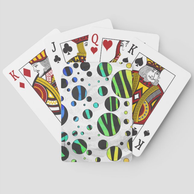 Jeu De Cartes Zebra Polka Dot noir et arc-en-ciel (dos)