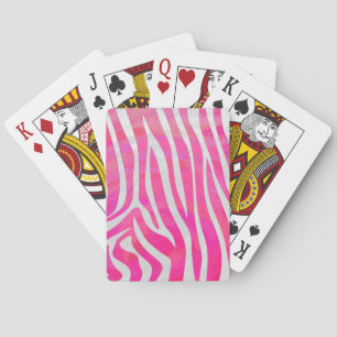 Jeu De Cartes Zèbre Imprimé Rose et Blanc
