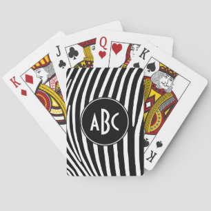 Jeu De Cartes Zèbre noir et blanc monogramme rayures