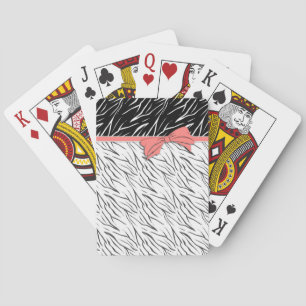 Jeu De Cartes Zèbre peau noir blanc tigre rayures de cuir rose