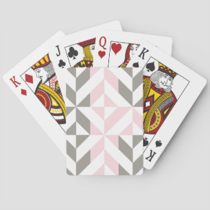 Jeu De Cartes ZigZag géométrique rose et argent