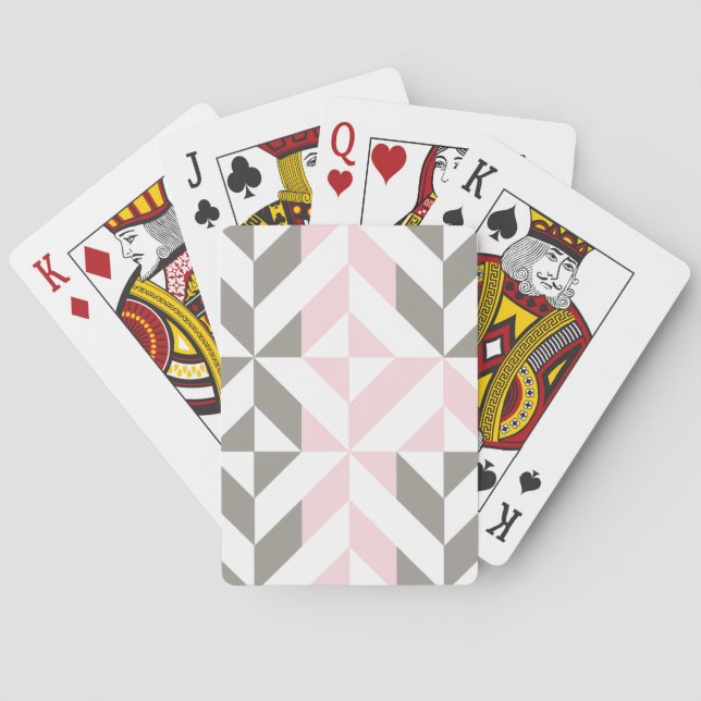 Jeu De Cartes ZigZag géométrique rose et argent (dos)