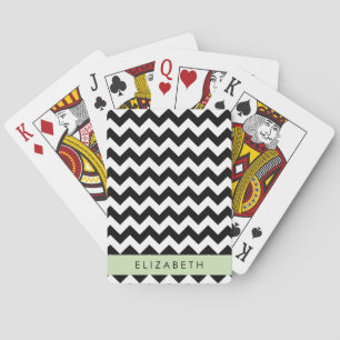 Jeu De Cartes Zigzag noir et blanc, Motif Chevron, Votre nom