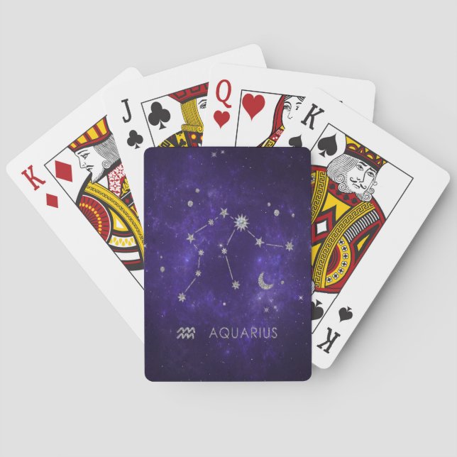Jeu De Cartes Zodiac Purple Aquarius | Horoscope astrologique (dos)