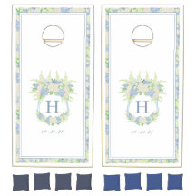 Aquarelle Bleu et Blanc Hydrangea Crest