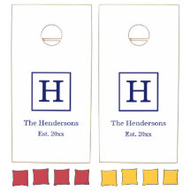 Cadre de fond DIY Monogramme SV Navy Blanc
