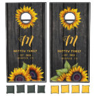 Fleurs de soleil en bois brun rustique monogrammé