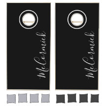 Nom De Famille De Script Noir Et Blanc Moderne