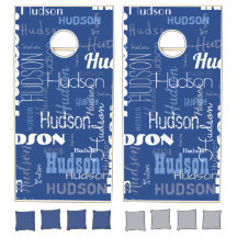 Votre nom de famille Typographie Motif Bleu & Blan