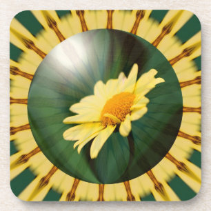 Jeu de Dessous de verre d'art Abstrait Jaune Daisy