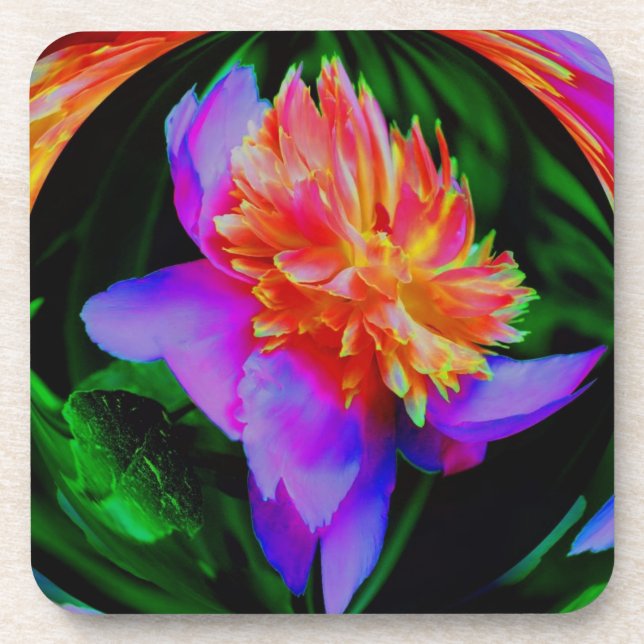 Jeu de Dessous de verre d'art Abstrait rose Peony (Devant)