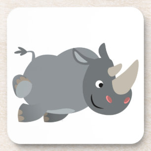 Jeu de Dessous de verre Rhino Chargement Cartoon