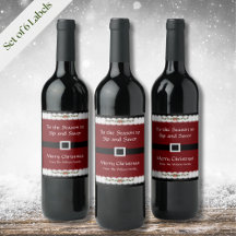 Jeu de Étiquette de bouteille de vin Red Père Noël
