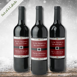Jeu de Étiquette de bouteille de vin Red Père Noël