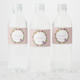 Jeu de Étiquettes de boissons vertes florales