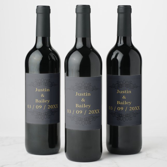 Jeu de Étiquettes de vin Gold Name personnalisé (Bouteilles)