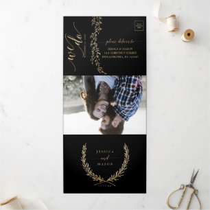 Jeu de Faire-part de mariage dorées