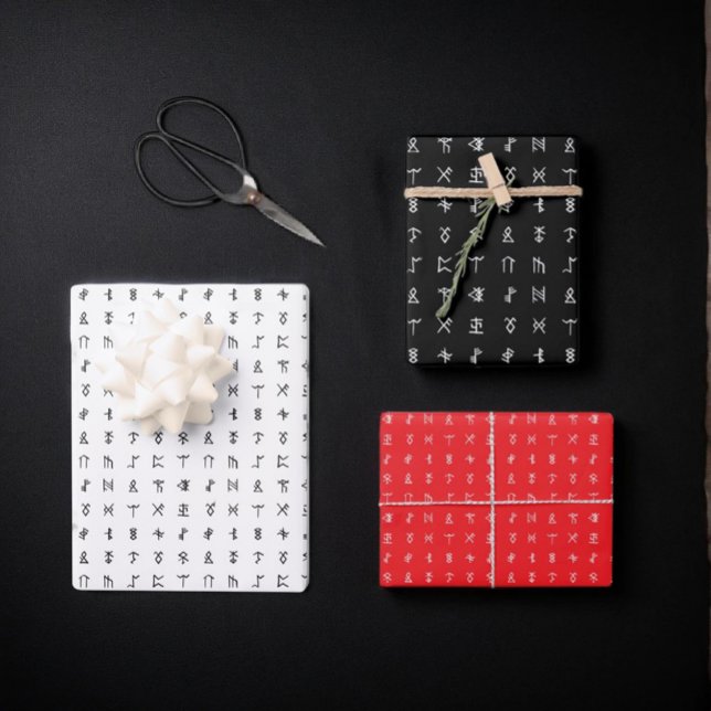 Jeu de feuilles de symbole Runic blanc, noir et ro (Créateur téléchargé)