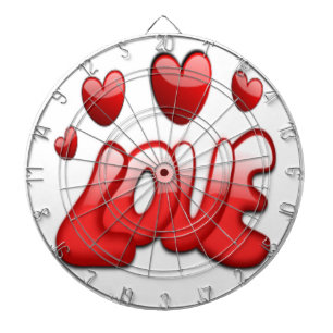 JEU DE FLÉCHETTES AMOUR AVEC LES COEURS ROUGES