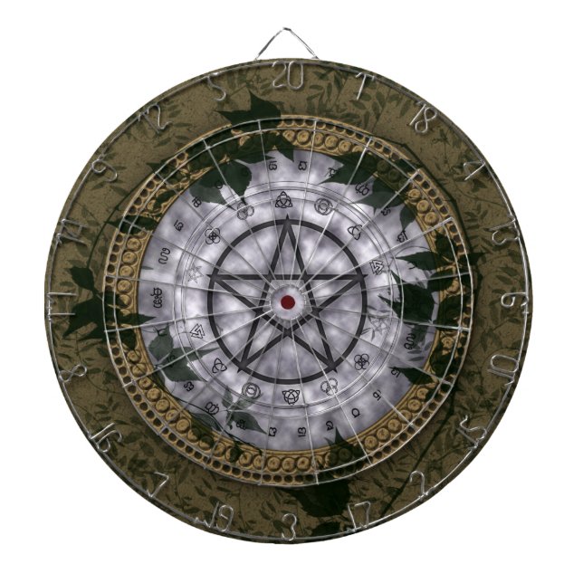 Jeu De Fléchettes Ancienne Magie Pagan Pentacle Dartboard (Devant)