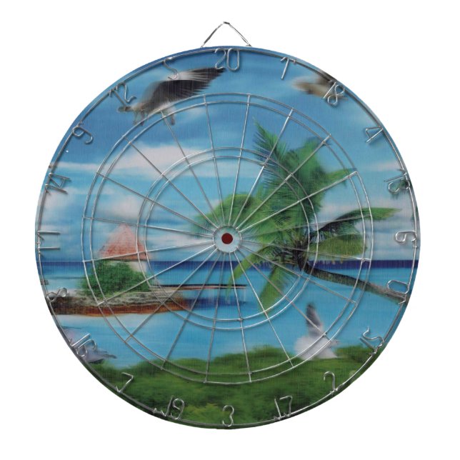 Jeu De Fléchettes Art de la scène de plage tropicale (Devant)