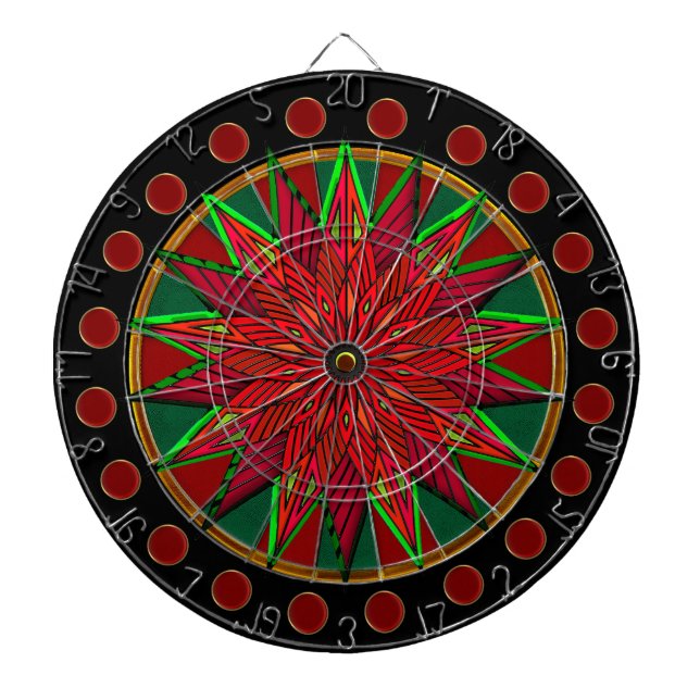Jeu De Fléchettes Art Déco Noël Poinsettia (Devant)