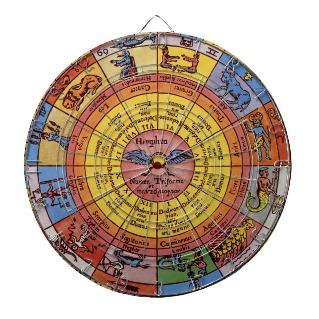 Jeu De Fléchettes Astrologie vintage, Roue de Zodiac céleste antique (Devant)