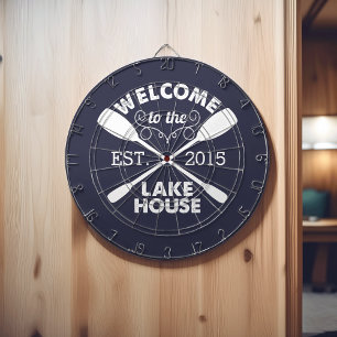 Jeu De Fléchettes Bienvenue à Lake House   Pagaies de canoë rustique