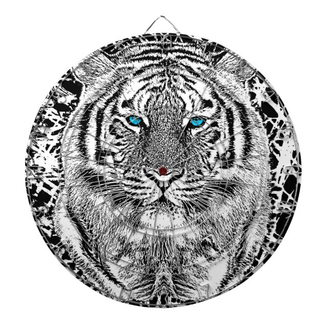 Jeu De Fléchettes Black and White Blue Eyes sauvage Tiger visage (Devant)