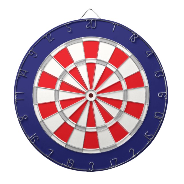Jeu De Fléchettes Bleu Classique Américain, Blanc, Argent, Rouge Et  (Devant)