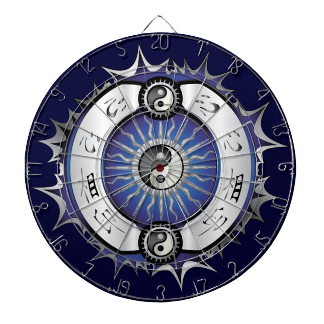 Jeu De Fléchettes Bleu électrique Yin Yang (Devant)
