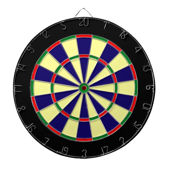 Jeu De Fléchettes Bleu, Lt Jaune, Vert, Rouge Cage en Métal (Devant)