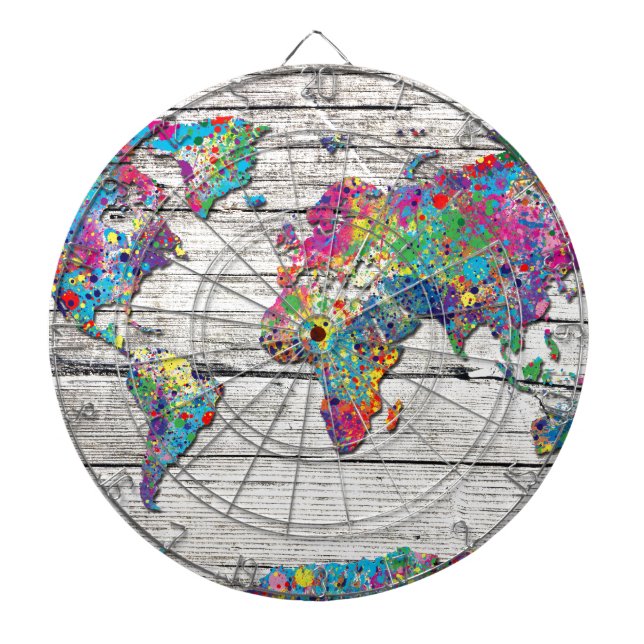 Jeu De Fléchettes bois de carte du monde (Devant)