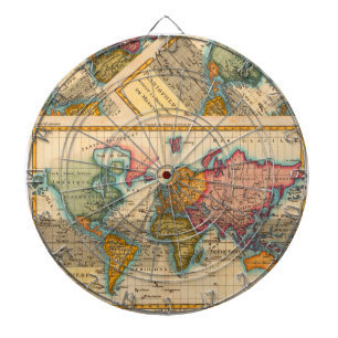 Jeu De Fléchettes Carte du monde 1700s Antique Continents